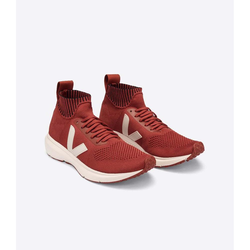 παπουτσια για τρεξιμο ανδρικα Veja V-KNIT VEJA X RICK OWENS MID κοκκινα | GR 155FDN